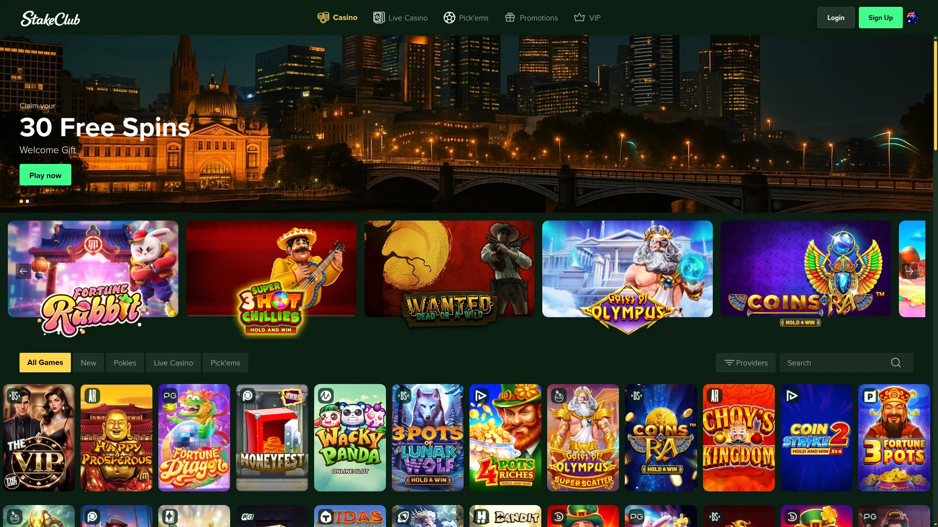 Stakeclub Casino desktop experience